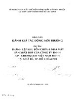 Đánh giá tác động môi trường dự án thành lập khu bồn chứa và nhà máy sản xuất DOP của công ty TNHH ICP   chemquest việt nam TNHH tại nhà bè, tp  hồ chí minh
