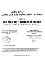 Báo cáo đánh giá tác động môi trường dự án thành lập nhà máy dệt, nhuộm và in hoa   công ty TNHH YUSAN việt nam