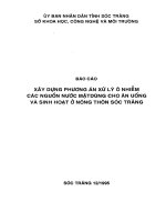 Báo cáo xây dựng phương án xử lý ô nhiễm các nguồn nước mặt dùng cho ăn uống và sinh hoạt ở nông thôn sóc trăng