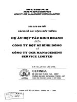 Báo cáo chi tiết đánh giá tác động môi trường dự án hợp tác kinh doanh giữa công ty bột mì bình đông và công ty gcr management service limited