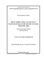 Hoàn thiện công tác quản lý ngân sách nhà nước huyện tân sơn, tỉnh phú thọ