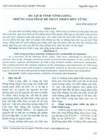 Du lịch tỉnh vĩnh long  những giải pháp để phát triển bền vững 