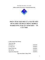 PHÂN TÍCH THÁI ĐỘ CỦA NGƯỜI TIÊU DÙNG ĐỐI VỚI HOẠT ĐỘNG MOBILE MARKETING Ở QUẬN NINH KIỀU – TP. CẦN THƠ