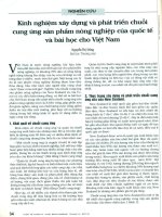 Kinh nghiệm xây dựng và phát triển chuỗi cung ứng sản phẩm nông nghiệp của quốc tế và bài học cho việt nam 