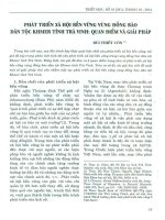 Phát triển xã hội bền vững vùng đồng bào dân tộc khmer tỉnh trà vinh   quan điểm và giải pháp 