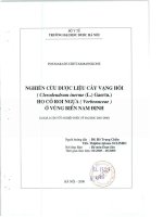 Nghiên cứu dược liệu cây vạng hôi ( clerodendrum inerme (l ) gaertn  ) họ cỏ roi ngựa ( verbenaceae ) ở vùng biển nam định