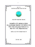 Nghiên cứu định lượng flavonoid trong vỏ thân cây núc nác ( oroxylum indicum (l ), họ núc nác ( bignoniaceae)