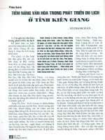 Tiền năng văn hóa trong phát triển du lịch ở tỉnh kiên giang 