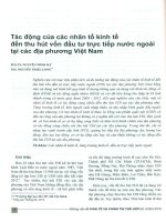 Tác động của các nhân tố kinh tế đến thu hút vốn đầu tư trực tiếp nước ngoài tại các địa phương việt nam 