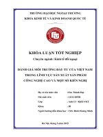 Đánh giá môi trường đầu tư của Việt Nam trong lĩnh vực sản xuất sản phẩm công nghệ cao và một số kiến nghị