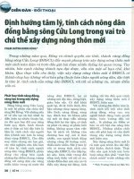 Định hướng tâm lý, tính cách nông dân đồng bằng cửu long trong vai trò chủ thể xây dựng nông thôn mới 