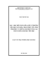 Dạy học môn toán lớp 4, lớp 5 ở trường tiểu học xuân hòa, thị xã phúc yên, tỉnh vĩnh phúc và những giải pháp nâng cao chất lượng giáo dục tiểu học (LV01266)