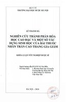 Nghiên cứu thành phần hoá học cao đặc và một số tác dụng sinh học của bài thuốc nhân trần cao thang gia giảm