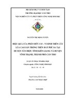 Hiệu quả của phân hữu cơ   vi sinh trên cây lúa cao sản trồng trên đất phù sa tại huyện tân hiệp , tỉnh kiên giang và huyện vĩnh thạnh, thành phố cần thơ