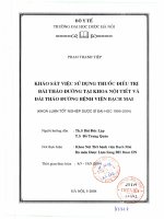 Khảo sát việc sử dụng thuốc điều trị đái tháo đường tại khoa nội tiết và đái tháo đường bệnh viện bạch mai