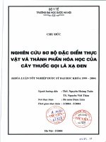 Nghiên cứu sơ bộ đặc điểm thực vật và thành phần hóa học của cây thuốc gọi là xạ đen
