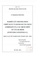 Nghiên cứu phương pháp chiết xuất đánh giá tác dụng androgen của dịch chiết xuất từ cây bá bệnh (eurycoma longifolia j )