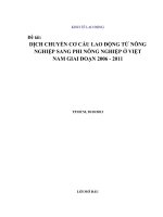 DỊCH CHUYỂN cơ cấu LAO ĐỘNG từ NÔNG NGHIỆP SANG PHI NÔNG NGHIỆP ở VIỆT NAM GIAI đoạn 2006   2011