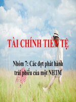 TÀI CHÍNH TIỀN tệ   các đợt PHÁT HÀNH TRÁI PHIẾU của BIDV