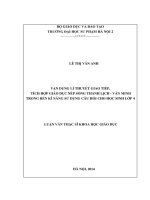 Vận dụng lí thuyết giao tiếp, tích hợp giáo dục nếp sống thanh lịch, văn minh trong rèn luyện kĩ năng sử dụng câu hỏi cho học sinh lớp 4 (LV01260)