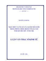 Nhận thức và ứng xử của người chăn nuôi trong phòng chống bệnh cúm gia cầm ở huyện sóc sơn TP hà nội