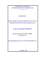 Đánh giá hiệu quả kinh tế mô hình sản xuất VAC trên địa bàn huyện mỹ hào, tỉnh hưng yên