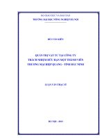 Quản trị vật tư tại công ty trách nhiệm hữu hạn một thành viên thương mại hiệp quang tỉnh bắc ninh
