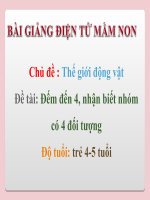 Bài giảng điện tử mầm non lớp Chồi đề tài Đếm đến 4, nhận biết nhóm có 4 đối tượng