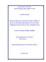 Đánh giá hiệu quả sử dụng đất nông nghiệp và đề xuất giải pháp theo hướng sản xuất nông nghiệp hàng hoá huyện ân thi   tỉnh hưng yên