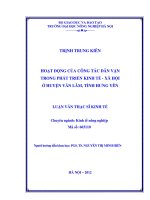 Hoạt động của công tác dân vận trong phát triển kinh tế xã hội ở huyện văn lâm, tỉnh hưng yên
