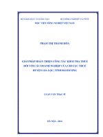 Giải pháp hoàn thiện công tác kiểm tra thuế đối với các doanh nghiệp của chi cục thuế huyện gia lộc, tỉnh hải dương