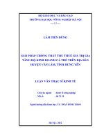 Giải pháp chống thất thu thuế giá trị gia tăng hộ kinh doanh cá thể trên địa bàn huyện văn lâm, tỉnh hưng yên