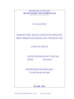 Đánh giá thực trạng và đề xuất sử dụng đất nông nghiệp huyện khoái châu, tỉnh hưng yên