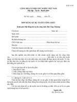 MẪU ĐƠN ĐĂNG KÝ DỰ TUYỂN CÔNG CHỨC BỘ CÔNG THƯƠNG 2015