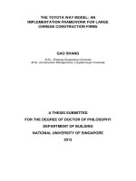 The toyota way model an implementation framework for large chinese construction firms 