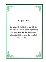 Tư tưởng hồ chí minh về bản chất dân chủ của nhà nước xã hội chủ nghĩa và sự vận dụng trong đổi mới tổ chức 