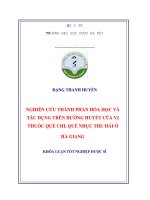 Nghiên cứu thành phần hoá học và tác dụng trên đường huyết của vị thuốc quế chi, quế nhục thu hái ở hà giang