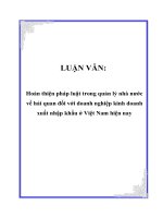 Hoàn thiện pháp luật trong quản lý nhà nước về hải quan đối với doanh nghiệp kinh doanh 