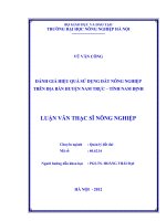 Đánh giá hiệu quả sử dụng đất nông nghiệp trên địa bàn huyện nam trực, nam định