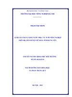 Đánh giá chất lượng nước phục vụ nước tưới nông nghiệp trên địa bàn huyện mỹ hào   tỉnh hưng yên