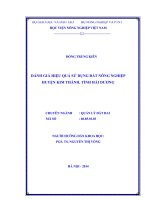 Đánh giá hiệu quả sử dụng đất nông nghiệp huyện kim thành, tỉnh hải dương