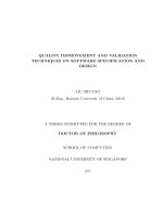 QUALITY IMPROVEMENT AND VALIDATION TECHNIQUES ON SOFTWARE SPECIFICATION AND DESIGN 