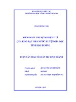 Kiểm soát chi sự nghiệp y tế qua kho bạc nhà nước huyện gia lộc, tỉnh hải dương