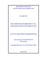 Phát triển doanh nghiệp nhỏ và vừa ngoài quốc doanh tại tỉnh hưng yên