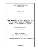 Giới hạn của sự diễn giải văn bản văn học qua lịch sử tiếp nhận sáng tác nguyễn huy thiệp