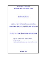 Quản lý hệ thống đường giao thông nông thôn ở huyện văn lâm, tỉnh hưng yên