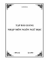Tập bài giảng nhập môn ngôn ngữ học 