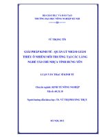 Giải pháp kinh tế quản lý nhằm giảm thiểu ô nhiễm môi trường tại các làng nghề tái chế nhựa tỉnh hưng yên