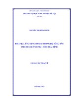 Hiệu quả ứng dụng biogas trong hộ nông dân ở huyện quỳnh phụ, tỉnh thái bình