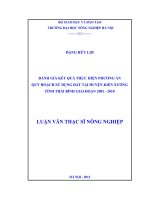 Đánh giá kết quả thực hiện phương án quy hoạch sử dụng đất tại huyện kiến xương tỉnh thái bình giai đoạn 2001   2010
